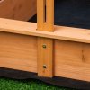 Outsunny Sand Pit Kids Wooden Sandbox with Cover Children Sandpit Play Station Height Adjustable with Canopy, Bottom Liner, Plastic Basins for Outdoor Aged 3-7 Years
