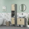 kleankin Tall Bathroom Cabinet, Free Standing Bathroom Storage Cabinet Cupboard with Door and Adjustable Shelves for Kitchen, Living Room
