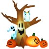 HOMCOM 240cm Large Halloween Scary Lighting Inflatable Tree Ghost 3 Pumpkins Owl 4 LED Indoor Outdoor Holiday Decoration