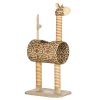 PawHut Cat Tree for Indoor Cats Cute Giraffe Kitten Play Tower w/ Scratching Posts, Tunnel, Toy Ball, 48.5 x 34.5 x 101cm - Beige