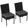 Outsunny 2 Pieces PE Rattan Garden Chairs with Cushion, Patio Wicker Dining Chairs with Backrest for Patio, Deck, Garden, Black