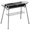Outsunny Portable Charcoal Barbecue BBQ Grill with Griddle Plate, Easy Assembly, Stainless Steel Cooker with Seasoning Baskets, Storage Shelves and Hooks for Camping Picnic Hiking Garden Party