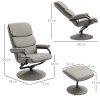 HOMCOM Recliner Chair with Ottoman 360 Degree Swivel Faux Leather High Back Armchair Lounge Seat w/ Footrest Stool, 135 degree Adjustable Backrest and Thick Foam Padding for Home Office Living Room