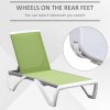 Outsunny Portable Outdoor Chaise Lounge Sun Lounger with Adjustable Back, Breathable Texteline, Green