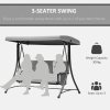 Outsunny 3 Seater Garden Swing Seat Outdoor Swing Chair with High Back Design, Steel Frame, Side Pouches, Adjustable Canopy, Charcoal Grey