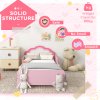 ZONEKIZ Toddler Bed Frame, Kids Bedroom Furniture, Cloud-Design Princess Bed, 143 x 74 x 55cm - Pink