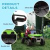 HOMCOM 2 Seater Kids Ride On Car with Electric Bucket, 12V Battery Powered Electric UTV with Shovel, Parental Remote, 4 Spring Suspension Wheels, Working Horn, Music - Green