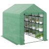 Outsunny Walk-in Greenhouse with 4 Tier 24 Shelves, Portable Grow House with Roll-up Zipped Door, 244 x 180 x 210cm, Green