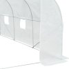 Outsunny Walk-In Polytunnel Greenhouse Warm House Garden Tunnel Shelter Plant Shed with Door and Windows, Galvanised Steel Frame, 3.5 x 3 x 2m, White