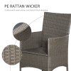 Outsunny 4 Pieces Outdoor PE Rattan Dining Chairs Set with Cushion, Garden Armchair with Armrests, High Backrest, Metal Frame Patio Wicker Furniture, Grey