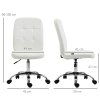 Vinsetto Armless Office Chair, Faux Leather Desk Chair with Adjustable Height, Button Tufted, White
