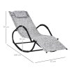 Outsunny Rocking Sun Lounger, Garden Rocking Chair Zero Gravity Lounge Chair, Outdoor Patio Recliner with Padded Pillow and Steel Frame, Grey
