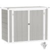 Outsunny 4.7 x 2.5FT Garden Shed, Lockable Outdoor Storage Shed with Openable Lid, Small Shed for 2 Trash Cans, Tools, Patio, Light Grey
