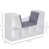 HOMCOM Bookcase Storage Shelf with Cushioned Reading Seat, Cube Bookshelf Organizer for Bedroom Living Room