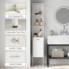 HOMCOM Tall Bathroom Cabinet, Slim Bathroom Storage Cabinet with 3 Open Shelves and Adjustable Shelf, Freestanding Storage Cupboard, 33 x 33 x 185 cm