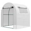 Outsunny Walk in Polytunnel Greenhouse, Tomato Greenhouse with Roll-up Window and Door, PE Cover, Steel Frame for Garden, 1.8 x 1.8 x 2 m, White