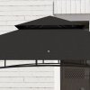 Outsunny 8' x 5' Grill Gazebo Canopy, Double Tiered Outdoor BBQ Gazebo Shelter with 2 Side Shelves, Storage Baskets, Hook for Garden, Patio, Barbecue, Picnic, Dark Grey