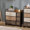 HOMCOM Chest of Drawers with 7 Foldable Drawers, 3-Tier Fabric Bedroom Dresser, Clothes Storage Unit for Bedroom, Living Room