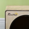 PawHut Cat Scratcher Cat Scratching Board Radio Shape with Catnip, Natural Wood Finish