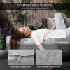 Outsunny 3 Pieces Rattan Garden Furniture Set, Wicker Garden Sofa Set with 3-Seater Sofa, Loveseat, Coffee Table, Side Table & Cushions, 5-Seater Outdoor Furniture Set, Light Grey