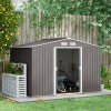 Outsunny 9 x 6ft Metal Garden Shed, Outdoor Storage Tool House with Ventilation Slots, Foundation Kit and Lockable Double Doors, Grey