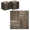 Outsunny 27 Pcs Wooden Interlocking Decking Tiles, Outdoor Flooring Tiles for Patio, Balcony, Terrace, Hot Tub, 30 x 30 cm per Piece, 2.5m² per Pack, Charcoal Grey