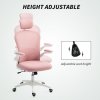 Vinsetto High Back Office Chair, Mesh Computer Desk Chair with Rotatable Headrest, 4D Lumbar Support, Flip-up Arm, Adjustable Height, Pink
