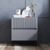 HOMCOM Bedside Table, Side Table with 2 Drawers, Bedside Cabinet with Storage and Steel Legs for Bedroom, Living Room, Grey