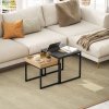 HOMCOM Nesting Coffee Table Set of 2, Modern Nest of Tables, Square Sofa Side Tables with Steel Frame for Living Room, Bedroom, Small Space, Black