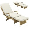 Outsunny Outdoor PE Rattan Recliner Chair with Cushion, Foldable Design Garden Recliner Chair with Retractable Footrest and Adjustable Back with 80 degree Recline, Beige
