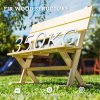 Outsunny 2 Seater Wooden Garden Bench, Fir Wood Outdoor Bench, Garden Loveseat with Slatted Seat, Sloping Back and Wide Feet for Patio, Park, Natural Wood Finish