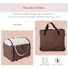 PawHut Foldable Pet Carrier for Miniature Dogs, Portable Cat Carrier Bag Soft Side Fabric Dog Crate with Removable Mat, Breathable Mesh, Ground Stakes, 46L x 36W x 41H cm - Brown