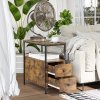 HOMCOM Side Table, Narrow Bedside Table with 2 Drawers and Storage Shelf, Industrial End Table with Metal Frame for Small Spaces