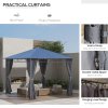 Outsunny 3 x 3(m) Hardtop Gazebo Canopy with Polycarbonate Roof, Permanent Pavilion Garden Gazebo with Curtains for Patio, Deck, Grey