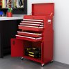 HOMCOM Tool Chest, Metal Tool Cabinet on Wheels with 6 Drawers, Pegboard, Top Chest and Roller Cabinet Combo, 61.6 x 33 x 108cm, Red