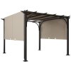Outsunny 3 x 3(m) Garden Pergola, Outdoor Pergola Gazebo with Adjustable Canopy, Sun Shade Patio Canopy Shelter, Beige