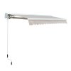 Outsunny 3 x 2.5m Electric Garden Door Awning Half Cassette Outdoor Retractable Canopy Patio Shelter w/ Remote Controller Cream White