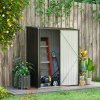 Outsunny 5ft x 3ft Lean to Garden Shed, Metal Outdoor Storage Shed with Single Lockable Door, Tool Storage Shed for Garden, Patio, Black