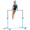 HOMCOM Height Adjustable Gymnastics Horizontal Bar For Kids Home Gym Training Children Junior Kip High Bar Fitness, Light Blue