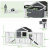 PawHut Large Chicken Coop with Run Garden Hen House Poultry Coops Cages with Nesting Box Wooden 204 x 85 x 93cm, Grey