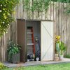 Outsunny 5ft x 3ft Lean to Garden Shed, Metal Outdoor Storage Shed with Single Lockable Door, Tool Storage Shed for Garden, Patio, Brown
