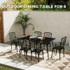 Outsunny Garden Dining Table for 6 Person, Rectangle Outdoor Table with Easy Clean Slat Top, Rust Resistant Steel Frame, for Terrace, Balcony, 150 x 80 x 74 cm, Black