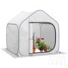 Outsunny Mini Pop Up Greenhouse with Reinforced PE Cover, Foldable Small Greenhouse with Zipper Door for Indoor Outdoor, 150 x 148 x 148 cm, White