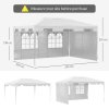 Outsunny 3 x 4 m Garden Gazebo Shelter Marquee Party Tent with 2 Sidewalls for Patio Yard Outdoor - White