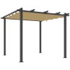 Outsunny 3 x 3(m) Pergola with Retractable Roof, Aluminium Frame Garden Gazebo Canopy Outdoor Sun Shade Shelter for Grill, Patio, Deck, Khaki