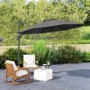 Outsunny 3 x 3(m) Cantilever Parasol with Cross Base, Garden Umbrella with 360 Rotation, Crank Handle and Tilt for Outdoor, Patio, Black