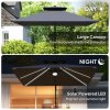 Outsunny 2.5m Cantilever Parasol with Solar Powered LED Lights, Double Top Square Overhanging Garden Parasol with 360?? Rotation, Tilt Adjustment, Crank Handle, Dark Grey