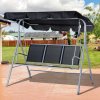 Outsunny 3 Seater Swing Chair, Garden Swing Bench with Adjustable Tilting Canopy, Breathable Mesh Seat and Heavy Duty Metal Frame for Patio, Yard, Black