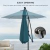 Outsunny 3(m) Cantilever Parasol with Cross Base, Banana Parasol with Crank Handle, Tilt and 8 Ribs, Round Hanging Patio Umbrella for Outdoor Pool, Garden, Balcony, Blue
