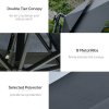 Outsunny 3(m) Cantilever Banana Parasol Hanging Umbrella with Double Roof, LED Solar lights, Crank, 8 Sturdy Ribs and Cross Base for Outdoor, Garden, Patio, Black